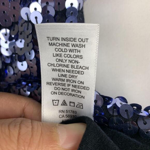 Studio Y Womens Sequin Tank Top Sz Medium Glitter Lined Star Sparkly Sleeveless - Picture 7 of 9